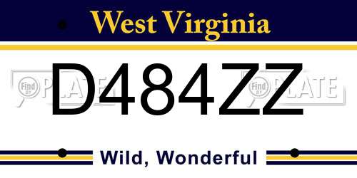 D484ZZ West Virginia License Plate