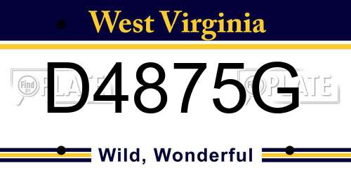 D4875G West Virginia License Plate