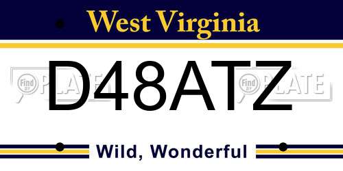 D48ATZ West Virginia License Plate