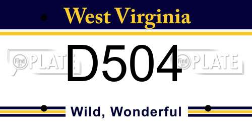 D504 West Virginia License Plate