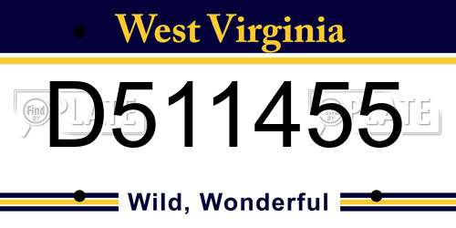 D511455 West Virginia License Plate