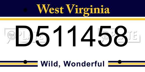 D511458 West Virginia License Plate