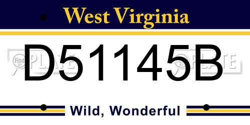 D51145B West Virginia License Plate