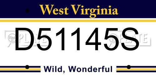 D51145S West Virginia License Plate
