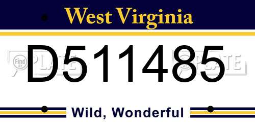 D511485 West Virginia License Plate