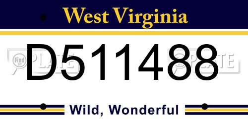 D511488 West Virginia License Plate