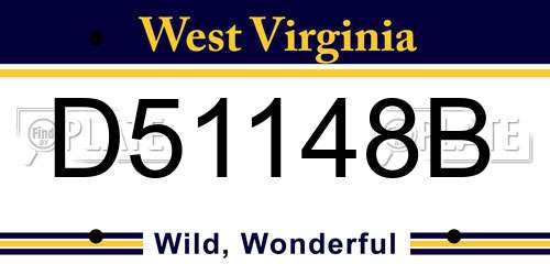 D51148B West Virginia License Plate