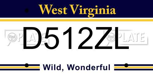 D512ZL West Virginia License Plate