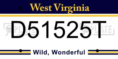D51525T West Virginia License Plate