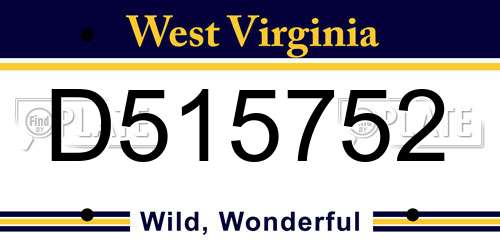 D515752 West Virginia License Plate