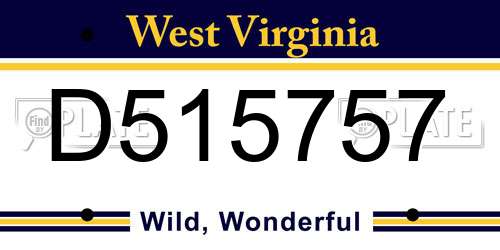 D515757 West Virginia License Plate