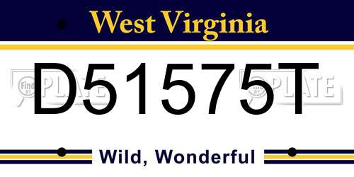 D51575T West Virginia License Plate