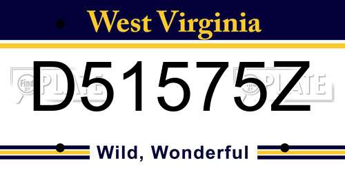 D51575Z West Virginia License Plate