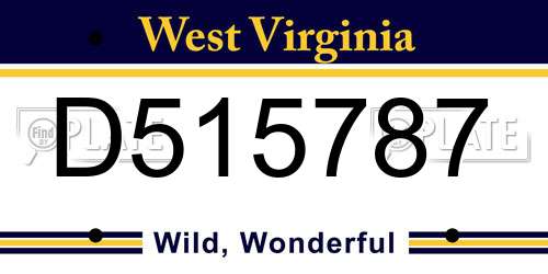 D515787 West Virginia License Plate