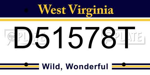 D51578T West Virginia License Plate