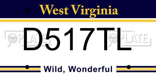 D517TL West Virginia License Plate