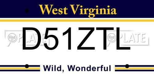 D51ZTL West Virginia License Plate