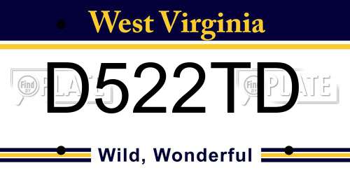 D522TD West Virginia License Plate