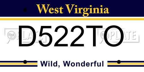D522TO West Virginia License Plate