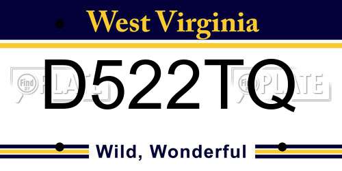 D522TQ West Virginia License Plate