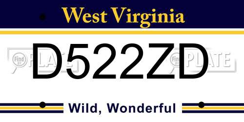 D522ZD West Virginia License Plate