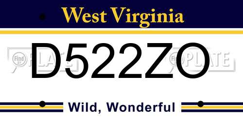 D522ZO West Virginia License Plate