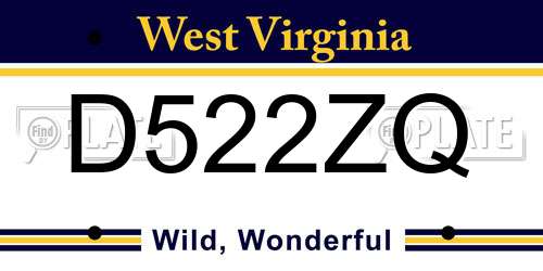 D522ZQ West Virginia License Plate