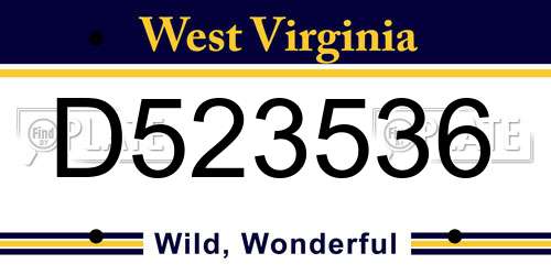 D523536 West Virginia License Plate