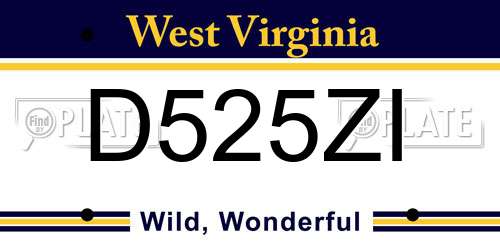 D525ZI West Virginia License Plate