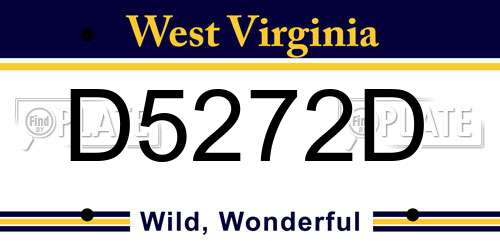 D5272D West Virginia License Plate