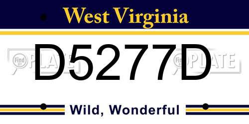 D5277D West Virginia License Plate