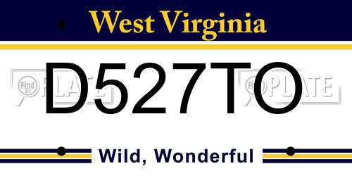 D527TO West Virginia License Plate