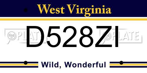 D528ZI West Virginia License Plate