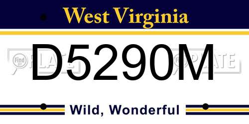 D5290M West Virginia License Plate