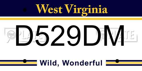 D529DM West Virginia License Plate