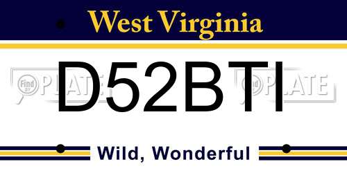 D52BTI West Virginia License Plate