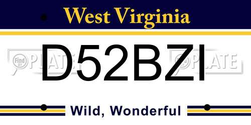 D52BZI West Virginia License Plate
