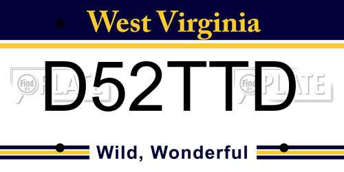 D52TTD West Virginia License Plate
