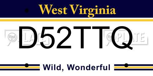 D52TTQ West Virginia License Plate