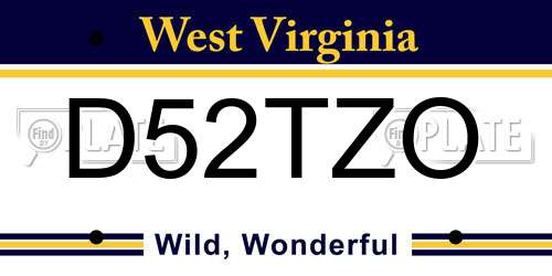 D52TZO West Virginia License Plate