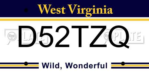 D52TZQ West Virginia License Plate