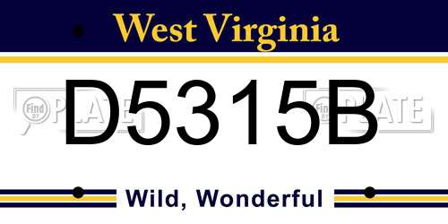 D5315B West Virginia License Plate