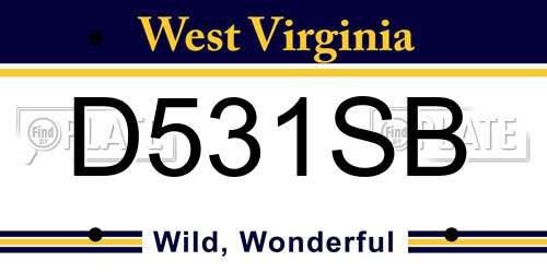 D531SB West Virginia License Plate