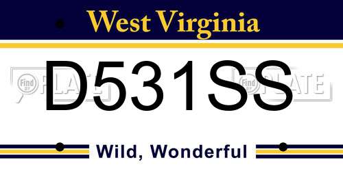 D531SS West Virginia License Plate
