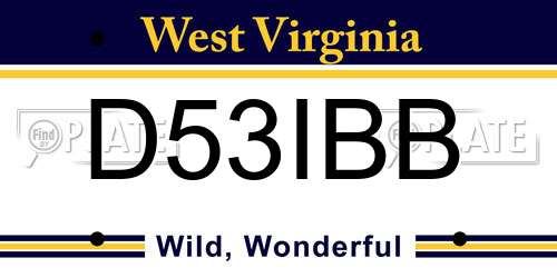 D53IBB West Virginia License Plate