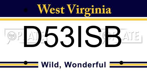 D53ISB West Virginia License Plate
