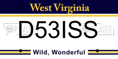 D53ISS West Virginia License Plate