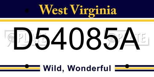 D54085A West Virginia License Plate