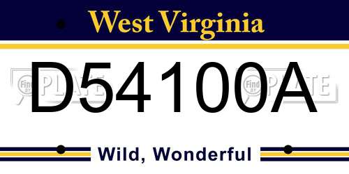 D54100A West Virginia License Plate