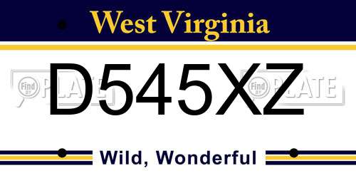 D545XZ West Virginia License Plate